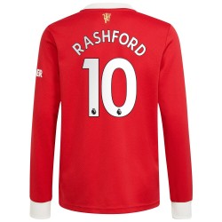 Camisola Manchester United Marcus Rashford 10 Equipamento Primeiro 2021-2022 Manga Comprida